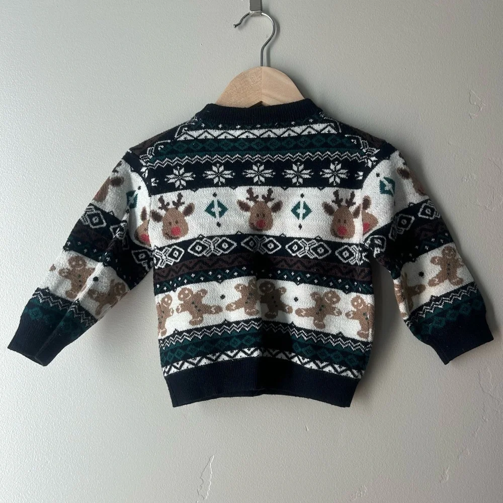 Zara Baby Holiday Sweater Reindeer Fair Isle Christmas Cozy Knit 9-12M Scandi